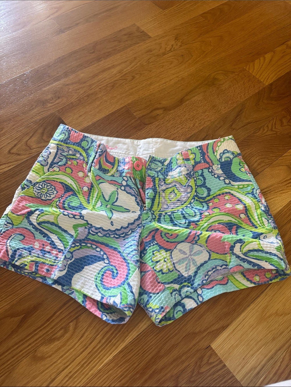 Lilly Pulitzer Pastel Paisley Cotton Shorts - Pink, Green, Blue, White
